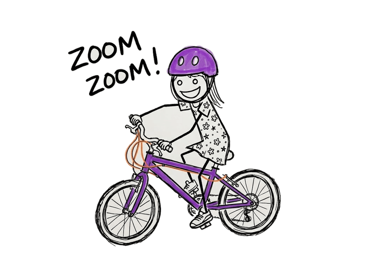 Neela riding her bike — zoom zoom!